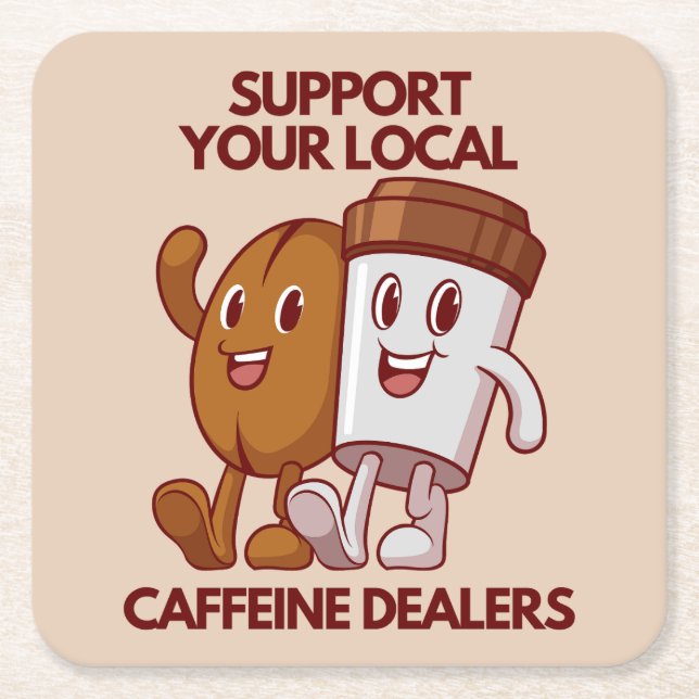 PORTA-COPO DE PAPEL QUADRADO COTAS DE CAFÉ ENGRAÇADAS (Frente)