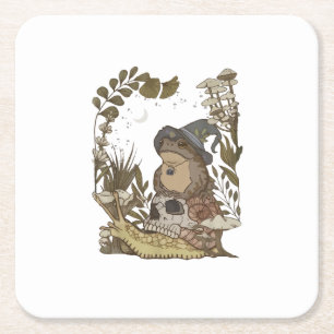 Porta-copo De Papel Quadrado Cottagecore Cogumelo Botânico Bruxa Sapo Goblinc