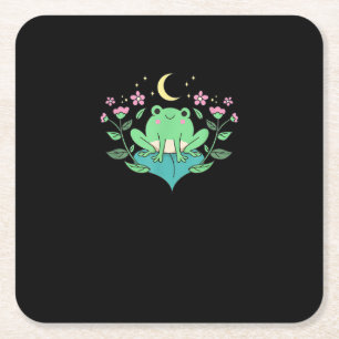 Porta-copo De Papel Quadrado Cottagecore Goblincore Flores Lunares Floresta Sap
