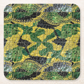 Porta-copo De Papel Quadrado Couro de Dragão Crocodilo Jacaré Amarelo Verde