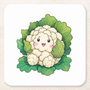 Porta-copo De Papel Quadrado Couve-flor Kawaii