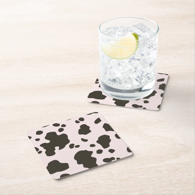 Porta-copo De Papel Quadrado Cow Black White Spots Fur (Insitu)