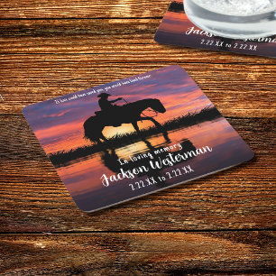 Porta-copo De Papel Quadrado Cowboy no Cavalo no Sunset Memorial