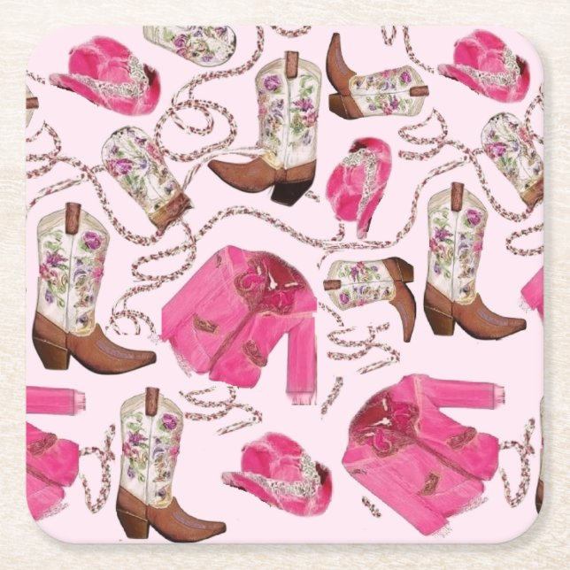 Porta-copo De Papel Quadrado cowgirl pattern style (Frente)