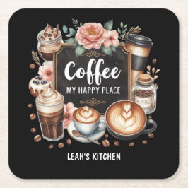 Porta-copo De Papel Quadrado ☕ Cozinha de Coffeecore Personalizada Café Café Ca
