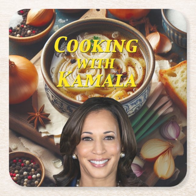 Porta-copo De Papel Quadrado Cozinhar Com Kamala (Frente)