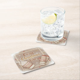 Porta-copo De Papel Quadrado Cozy Christmas Vibes Decorative Pillow