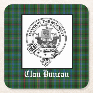 Porta-copo De Papel Quadrado Crachá Clan Duncan Crest e Tartan