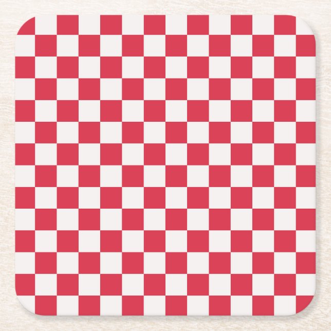 Porta-copo De Papel Quadrado Cranberry fizz checkerboard pattern (Frente)