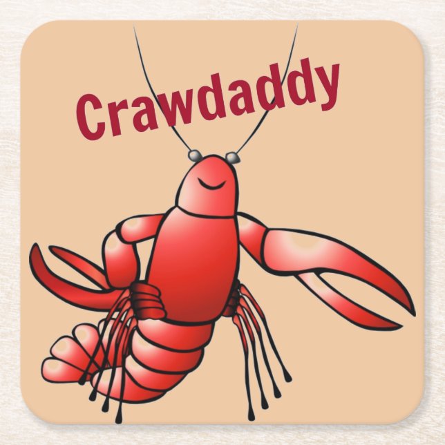 Porta-copo De Papel Quadrado Crawaddy Red Crayfish (Frente)