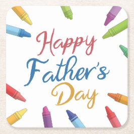 Porta-copo De Papel Quadrado Crayons Happy Dia de os pais Typografia | PORTA CO