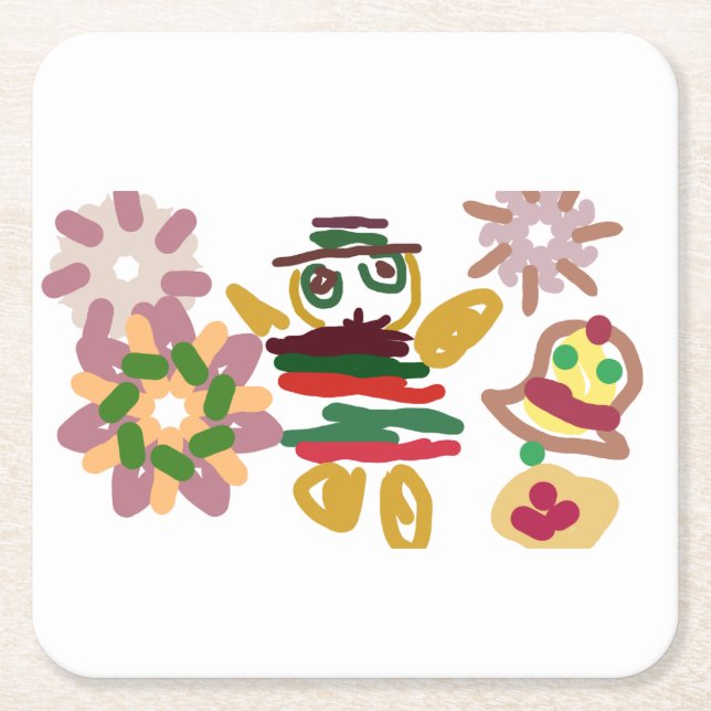 Porta-copo De Papel Quadrado Crazy dance gingerbread   (Frente)