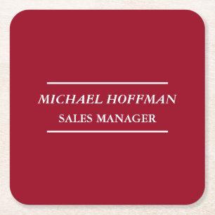 Porta-copo De Papel Quadrado Creative Carmine Red Minimalist Classical Italic