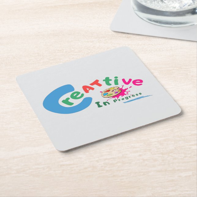 Porta-copo De Papel Quadrado Creative in Progress | Inspirational Artistic  (Inclinado)