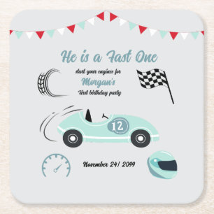 Porta-copo De Papel Quadrado Crescendo Dois Carro Rápido Azul Raça Azul Anivers