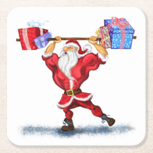 Porta-copo De Papel Quadrado Criador de Porcos Papai Noel com presentes de Nata