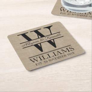 Porta-copo De Papel Quadrado Criar seu próprio monograma do aniversário do