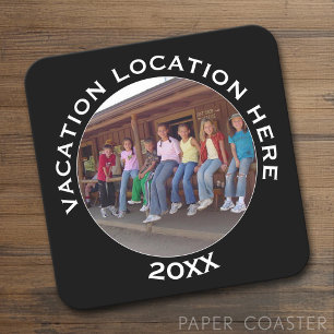 Porta-copo De Papel Quadrado Criar um Souvenir de Férias com Foto e Texto