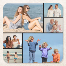 Porta-copo De Papel Quadrado Crie a sua própria colagem de 6 fotos