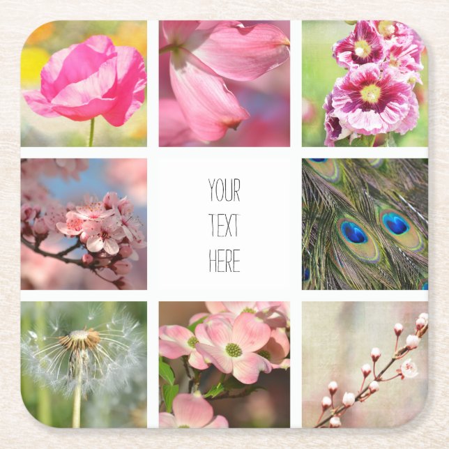 Porta-copo De Papel Quadrado Crie Personalizado Sua Própria Colagem De Fotograf (Frente)