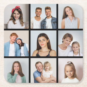 Porta-copo De Papel Quadrado Crie Sua Própria Colagem de 9 Fotos