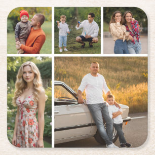 Porta-copo De Papel Quadrado Crie sua própria colagem de fotos