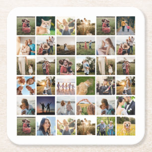 Porta-copo De Papel Quadrado Crie sua própria colagem de fotos personalizada