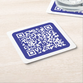 Porta-copo De Papel Quadrado Crie um código QR escaneável | Azul escuro editáve
