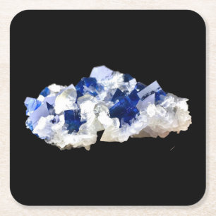 Porta-copo De Papel Quadrado Cristal de Fluorita Azul Profundo Natural Arte Min