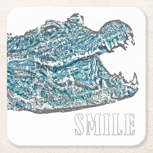 Porta-copo De Papel Quadrado Crocodilo de Sorriso (Frente)
