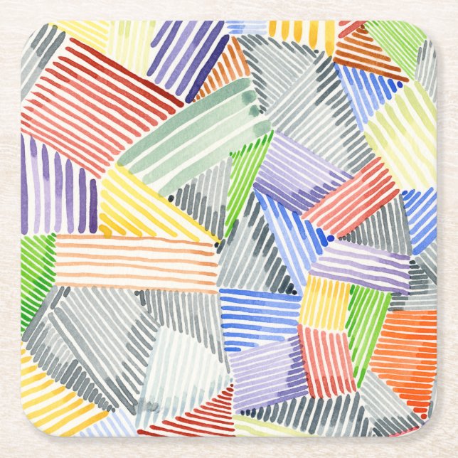 Porta-copo De Papel Quadrado Crosshatch Quilt I (Frente)