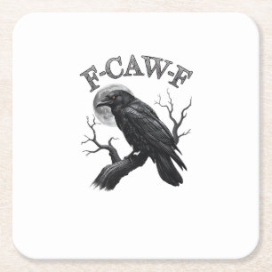 Porta-copo De Papel Quadrado Crow, F-Caw-F Funny Bird Moon Gothic Tri-Blend Cri
