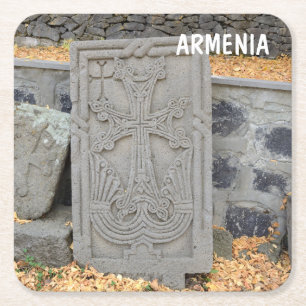 Porta-copo De Papel Quadrado Cruzamentos de pedra antigos (khachkars) na Armên