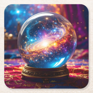 Porta-copo De Papel Quadrado Crystal Ball - Vejo Um Evento Cósmico No Seu Futur