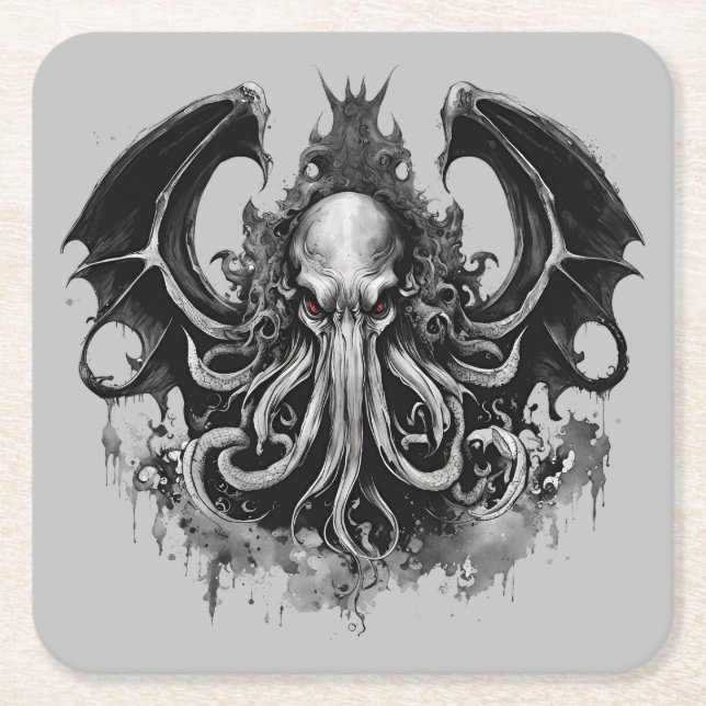 Porta-copo De Papel Quadrado Cthulhu (Frente)