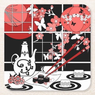 Porta-copo De Papel Quadrado Culinária japonesa