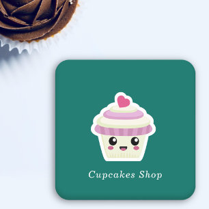 Porta-copo De Papel Quadrado Cupcake Kawaii