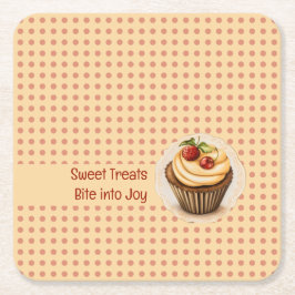 Porta-copo De Papel Quadrado Cupcakes e pontos