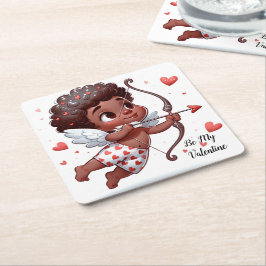 Porta-copo De Papel Quadrado Cupido é meu Namorados