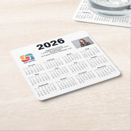 Porta-copo De Papel Quadrado Custom Business Logo 2026 Company Calendar