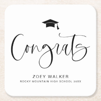 Porta-copo De Papel Quadrado Custom High School Or College Graduation Napkin