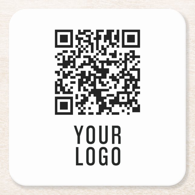Porta-copo De Papel Quadrado Custom Logo QR Code Coasters (Frente)
