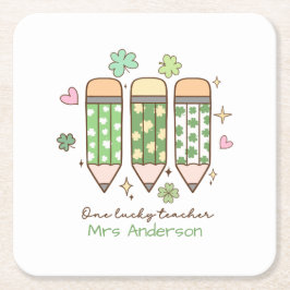 Porta-copo De Papel Quadrado Custom One Lucky Teacher School Party