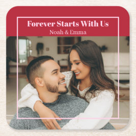 Porta-copo De Papel Quadrado Custom Photo & Text Romantic Gift - Personalized 