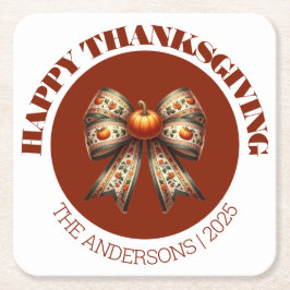 Porta-copo De Papel Quadrado Custom Thanksgiving white &brown elegant Pumpkins