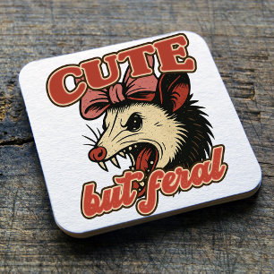 Porta-copo De Papel Quadrado Cuta Mas Feral Possum: Humor Sarcástico Vintage