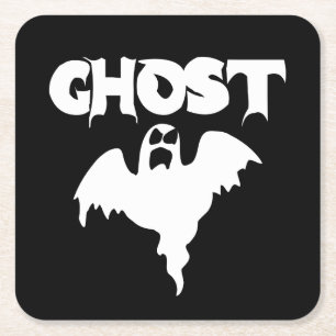 Porta-copo De Papel Quadrado Cute Fantasma Preto e Branco Halloween