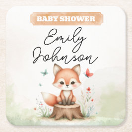 Porta-copo De Papel Quadrado Cute fox baby shower 