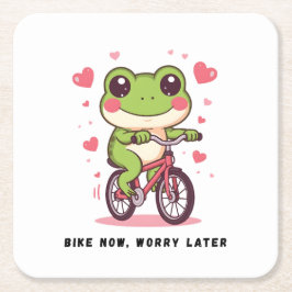 Porta-copo De Papel Quadrado Cute Frog Riding Bicycle | Funny Frog Lover Gift