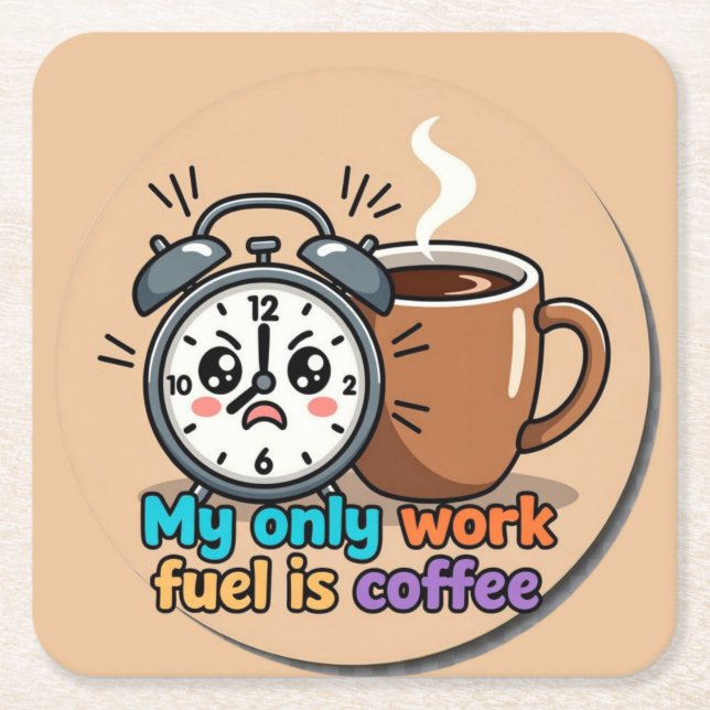 Porta-copo De Papel Quadrado Cute Funny Alarm Clock Coffee Coaster (Frente)